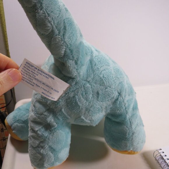 hug fun teal triceratops dinosaur plush with big sparkly eyes 11" tall - Picture 10 of 13